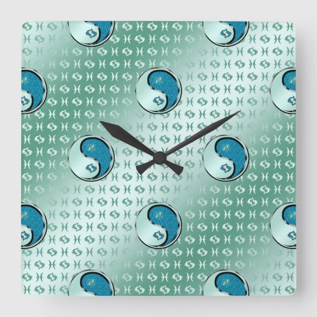 Pisces the Fish Square Wall Clock (Front)