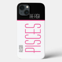 Pisces The Fish Stylish Text Name Black Pink