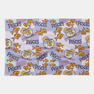 Pisces the fish Zodiac sign celestrial design Tea Towel