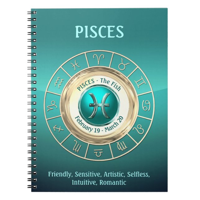 PISCES - The Fish Zodiac Sign Personality Traits Spiral Notebook (Front)