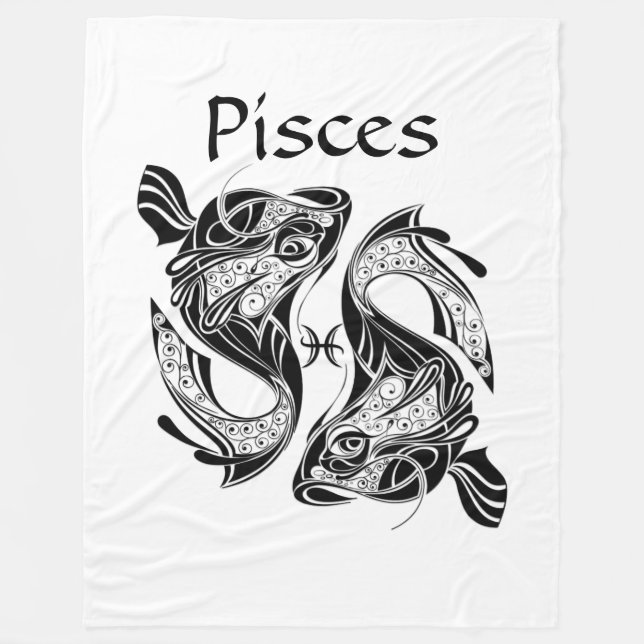 Pisces the Fish Zodiac Symbol and Sign Fleece Blanket (Front)