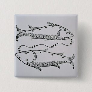Pisces (the Fishes) an illustration from the 'Poet 15 Cm Square Badge
