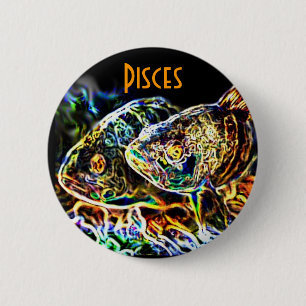 Pisces - The Twin Fish of Zodiac by Manda 6 Cm Round Badge