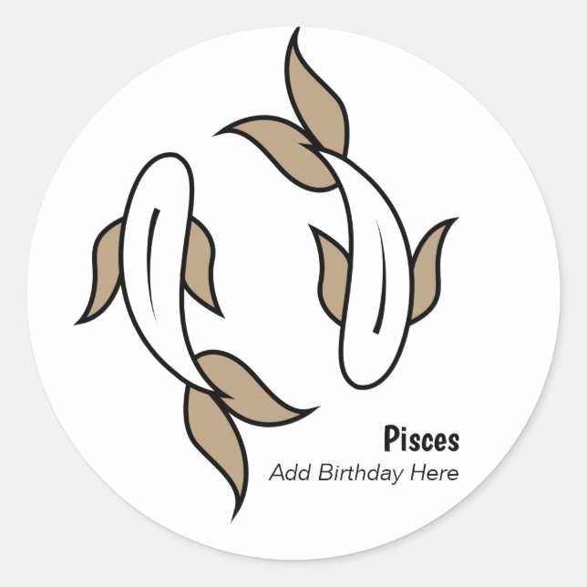 Pisces the twin fish personalised party favour classic round sticker (Front)