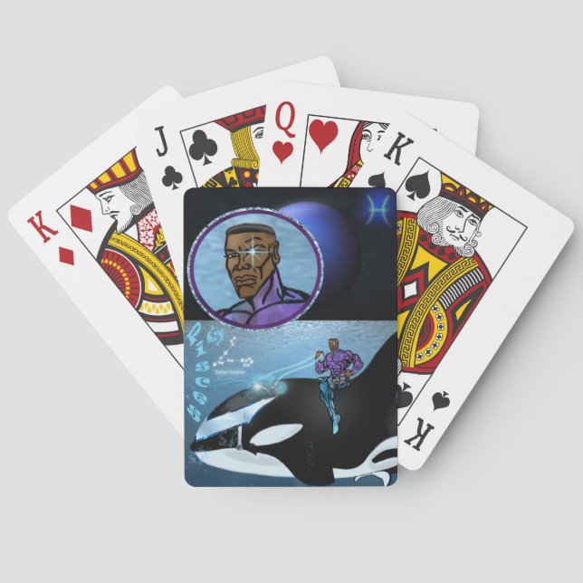 Pisces Theme birthday party favour playing cards. Cards (Back)