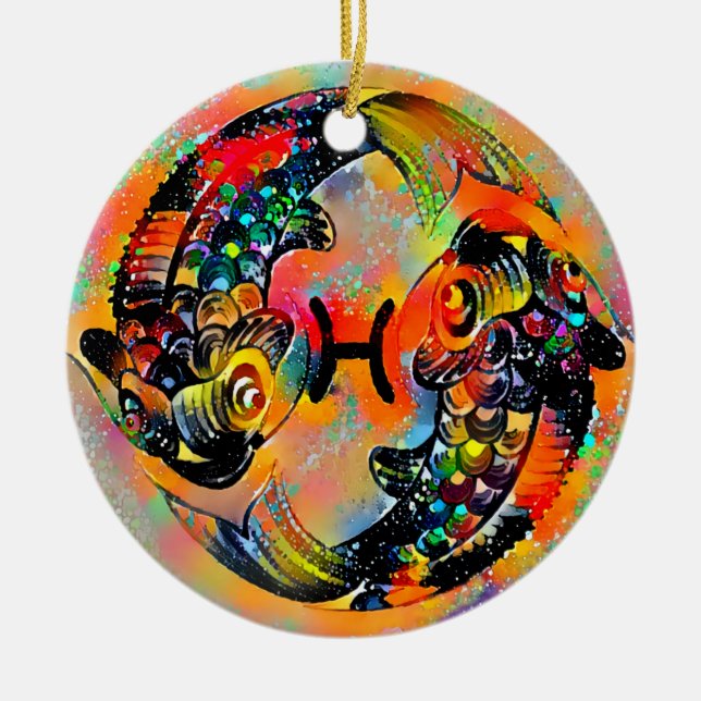 Pisces Tijuana Ceramic Tree Decoration (Front)