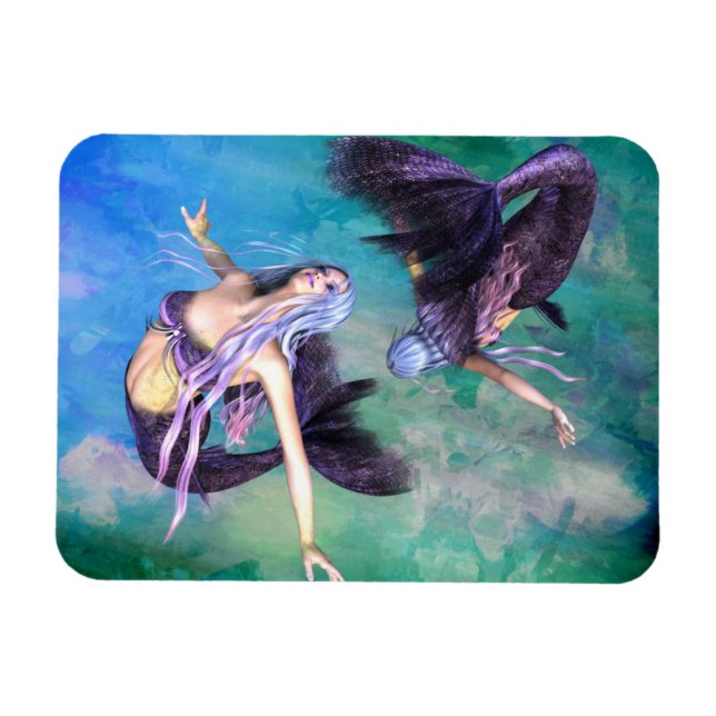 Pisces – Two Mermaids Swimming in a Loop Magnet (Horizontal)