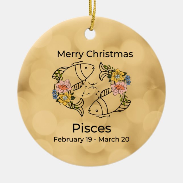 Pisces Vintage Inspired Christmas Ornament (Front)
