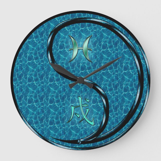 Pisces & Water Dog Large Clock (Front)