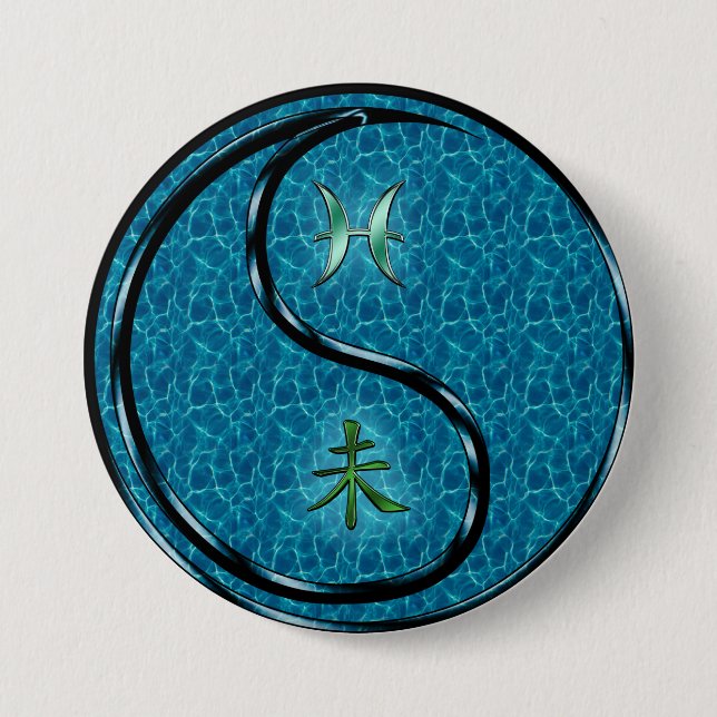 Pisces & Water Goat 7.5 Cm Round Badge (Front)