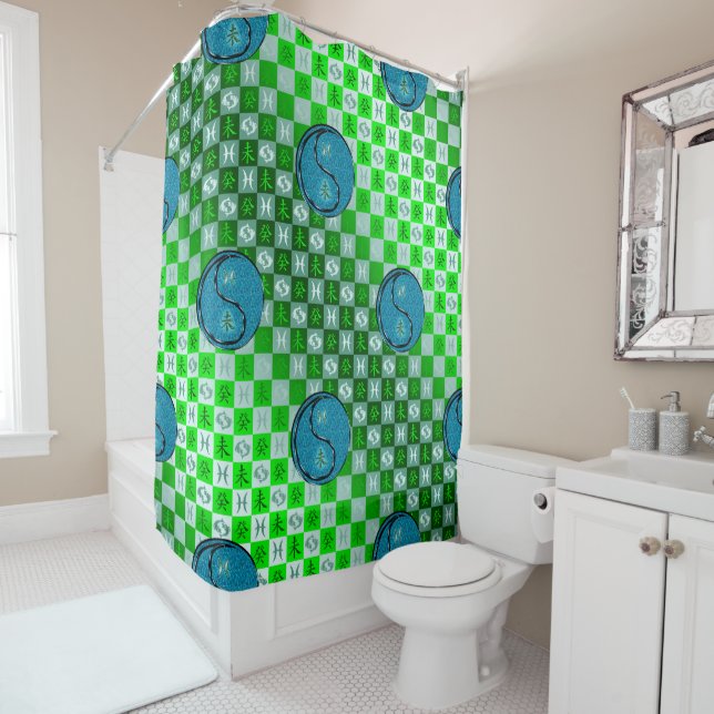 Pisces & Water Goat Shower Curtain (In Situ)