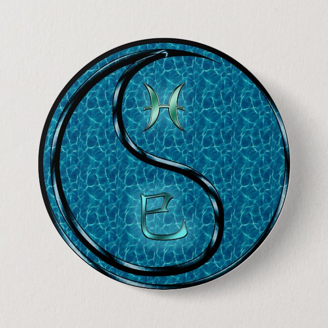 Pisces & Water Snake 7.5 Cm Round Badge (Front)