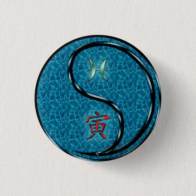 Pisces & Water Tiger 3 Cm Round Badge (Front)