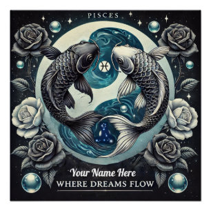Pisces “Where Dreams Flow” Glossy Poster