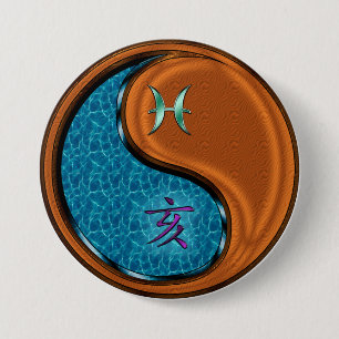Pisces & Wood Boar 7.5 Cm Round Badge