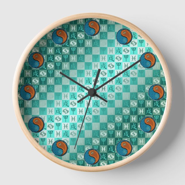 Pisces & Wood Dog Clock (Front)