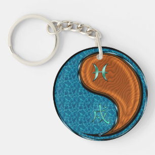 Pisces & Wood Dog Key Ring