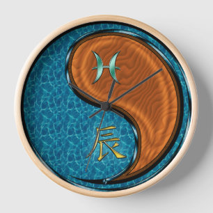 Pisces & Wood Dragon Clock