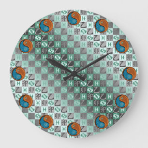 Pisces & Wood Rabbit Large Clock