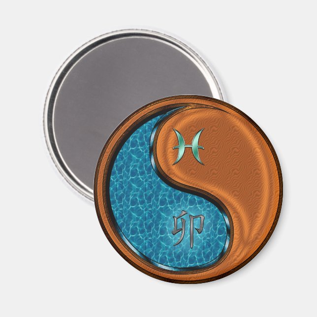 Pisces & Wood Rabbit Magnet (Front/Back)