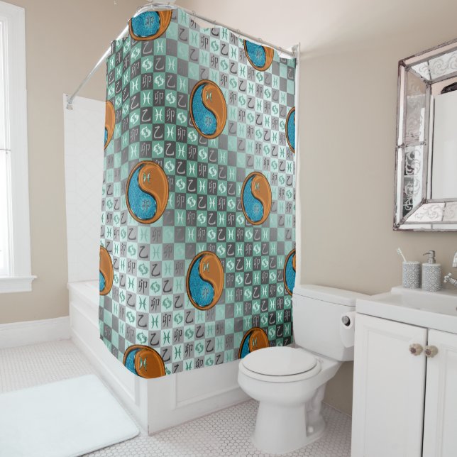 Pisces & Wood Rabbit Shower Curtain (In Situ)