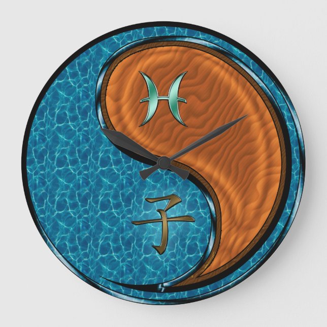 Pisces & Wood Rat  Large Clock (Front)