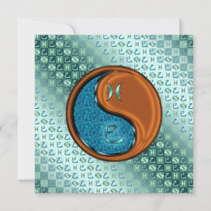 Pisces & Wood Snake Flat Greeting Card
