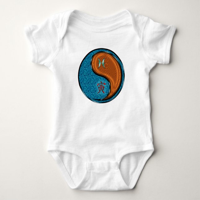 Pisces & Wood Tiger Baby Bodysuit (Front)