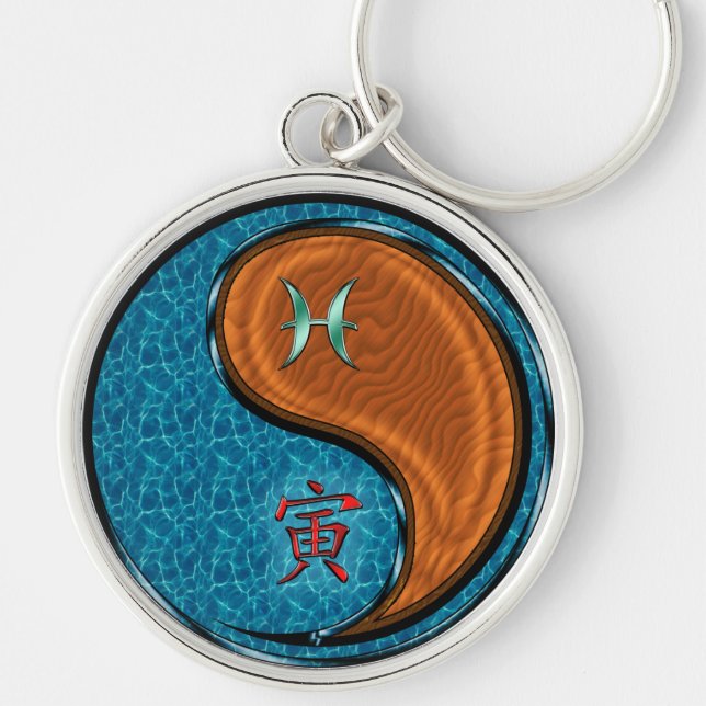 Pisces & Wood Tiger Key Ring (Front)
