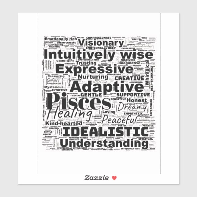Pisces Word Cloud Zodiac Inspiration  (Sheet)