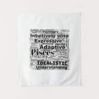 Pisces Word Cloud Zodiac Inspiration Tapestry