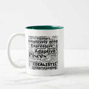 Pisces Word Cloud Zodiac Inspiration Two-Tone Mug