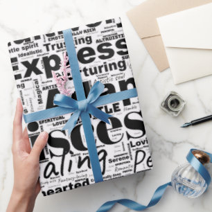 Pisces Word Cloud Zodiac Inspiration Wrapping Paper