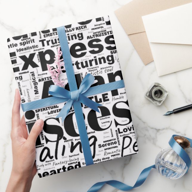 Pisces Word Cloud Zodiac Inspiration  Wrapping Paper (Gifting)