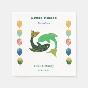 Pisces Zodiac 1st Birthday Balloons & Artistic Napkin