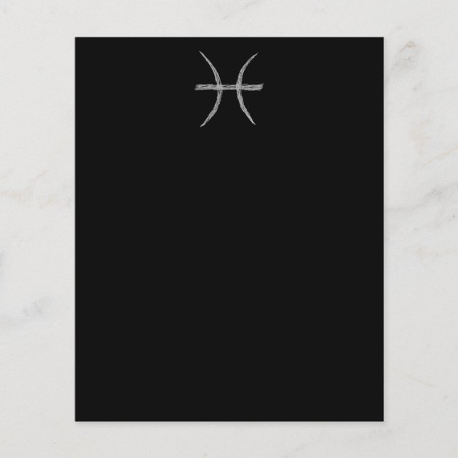 Pisces. Zodiac Astrology Sign. Black. (Front)