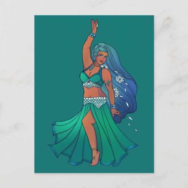 Pisces Zodiac belly Dancer Art Astrology Goddess Postcard (Front)