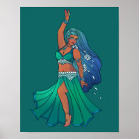 Pisces Zodiac belly Dancer Art Astrology Goddess