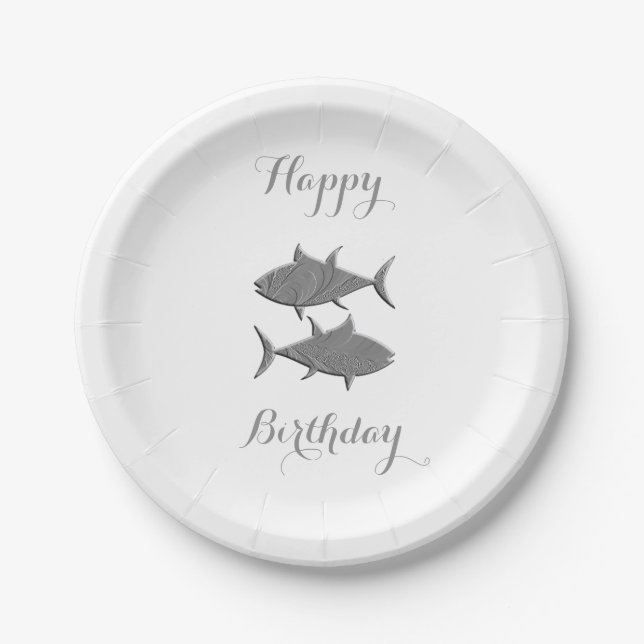 Pisces Zodiac  Birthday Paper Plate (Front)