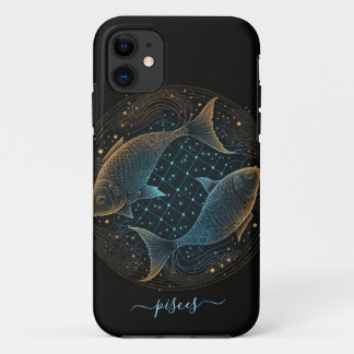 Pisces zodiac black and gold Case-Mate iPhone case