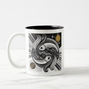 Pisces Zodiac Black and White Coffee Mug