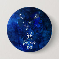 Pisces Zodiac Constellation Blue Galaxy Monogram
