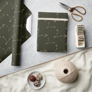 Pisces Zodiac Constellation Dark Birthday Spirit Wrapping Paper
