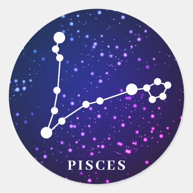 Pisces Zodiac Constellation Design Classic Round Sticker (Front)