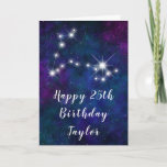Pisces Zodiac Constellation Happy Birthday Card<br><div class="desc">This cosmic and celestial birthday card can be personalised with a name or title such as mum, daughter, granddaughter, niece, friend etc. The design features the Pisces zodiac constellation on a dark blue and purple watercolor galaxy background with scattered stars. The text combines handwritten script and modern serif fonts for...</div>