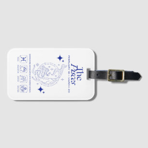 Pisces Zodiac Dreamy Astrology Line Art Luggage Tag