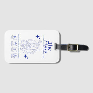 Pisces Zodiac Dreamy Astrology Line Art Luggage Tag