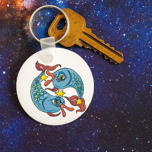 Pisces Zodiac Fish Celestial Astrology Key Ring