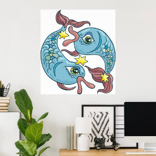 Pisces Zodiac Fish Horoscope Poster