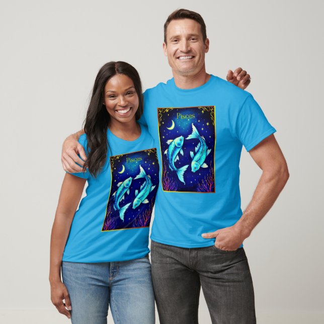 Pisces Zodiac Fish Swimming in Cosmic Waters T-Shirt (Unisex)